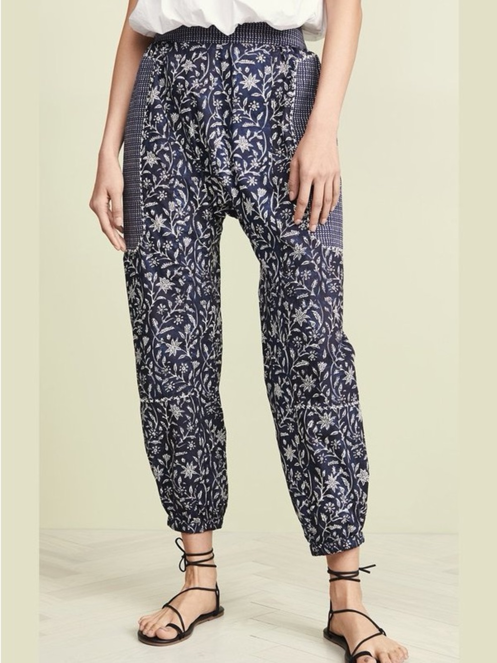 Ulla Johnson Suki Pant in Moonseed Navy Blue Floral 100% Cotton